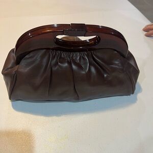 Mr Ralph Vintage Brown Clutch with Rootbeer Lucite Handle